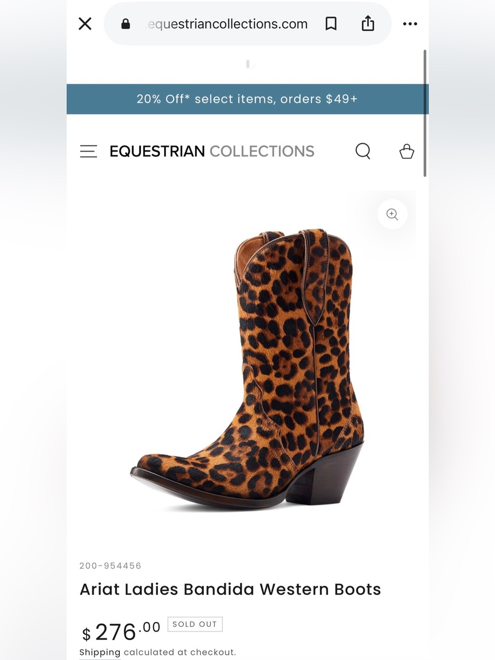 Ariat Bandida Leopard Hair-On Calf Hair Western Boots Women’s 7.5 BMED BNWT
